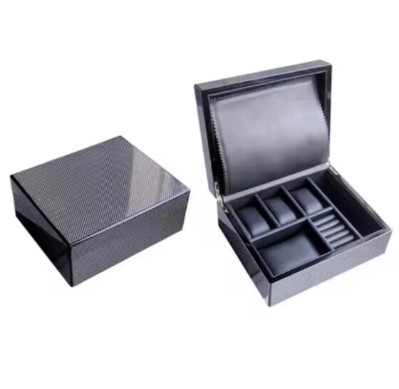 Carbon glossy wooden jewelry watch box